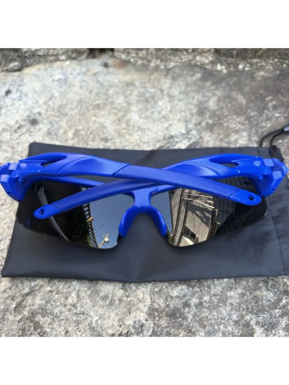 Blue Wrap Around Sport Sunglasses UV Shield Running Cycling Eyewear Speed Dealer